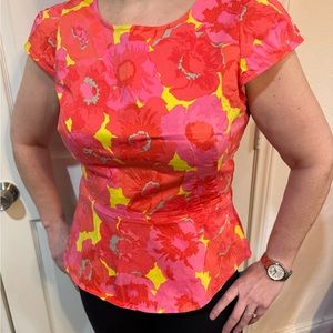 Ann Taylor Loft Peplin Blouse with Cap Sleeves